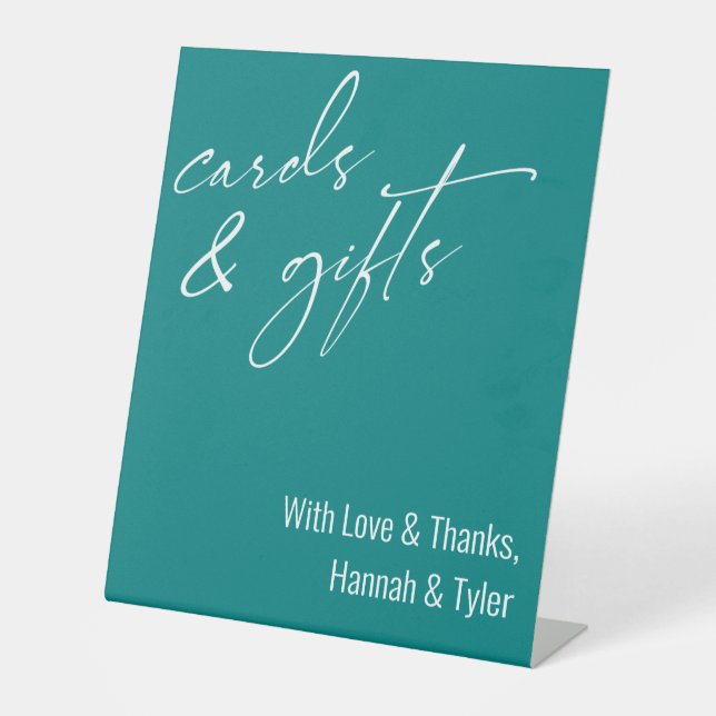 Contemporary Handwriting Cards & Gifts Teal Pedestal Sign (Front)