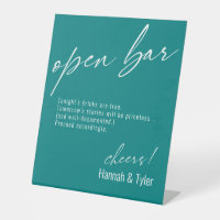 Contemporary Handwriting Funny Open Bar Teal