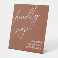 Contemporary Handwriting "Kindly Sign" Terracotta