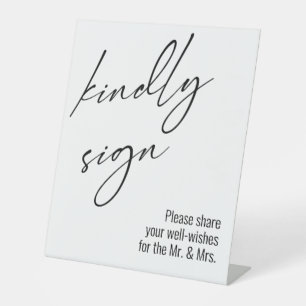 Contemporary Handwriting "Kindly Sign" Typography Pedestal Sign