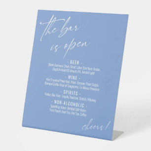 Contemporary Handwriting Periwinkle Open Bar Menu Pedestal Sign