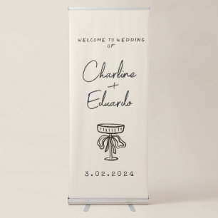 Contemporary Handwriting Retro Wedding Welcome Re Retractable Banner