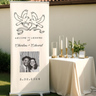 Contemporary Handwriting Retro Wedding Welcome Re Retractable Banner