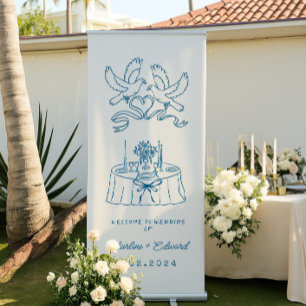 Contemporary Handwriting Retro Wedding Welcome Re Retractable Banner