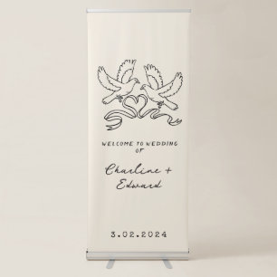 Contemporary Handwriting Retro Wedding Welcome Re Retractable Banner