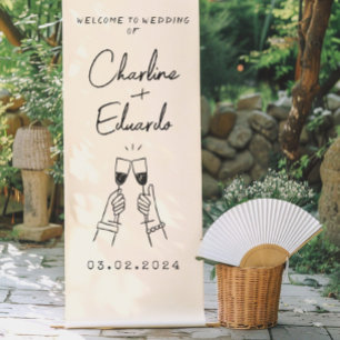 Contemporary Handwriting Retro Wedding Welcome Retractable Banner