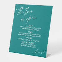 Contemporary Handwriting Teal Open Bar Menu