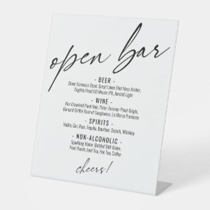 Contemporary Handwriting Typography Open Bar Menu Pedestal Sign