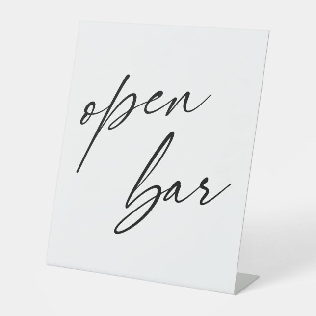 Contemporary Handwriting Typography Open Bar Pedestal Sign (Front)