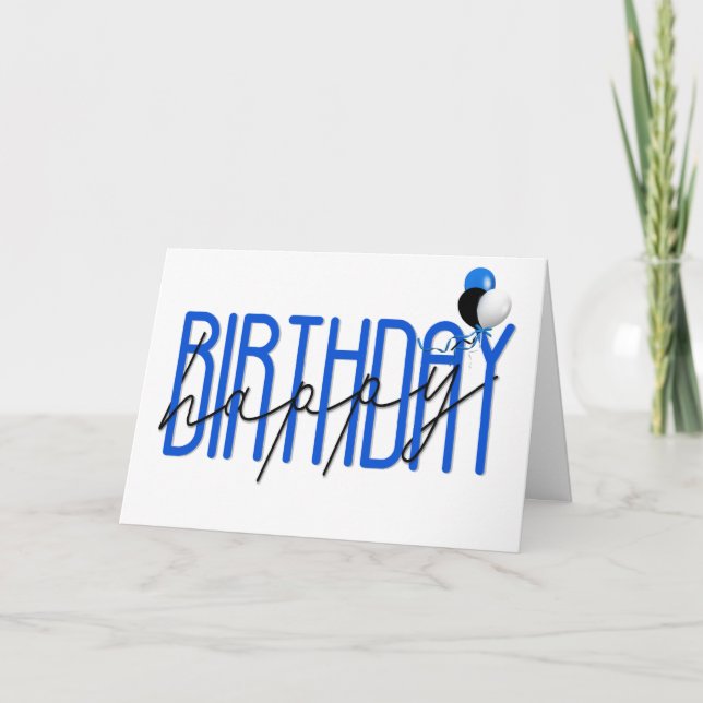contemporary happy birthday balloons on white card (Front)