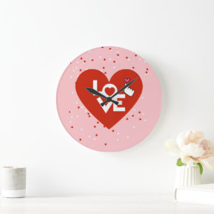 Contemporary Happy Valentine's Day Large Clock