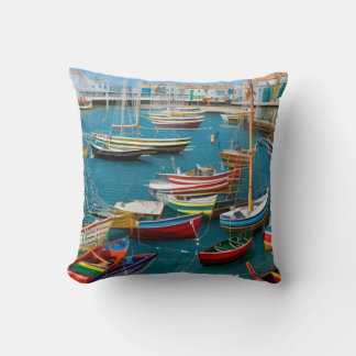 Contemporary Harbour boats tourist town beautiful  Cushion
