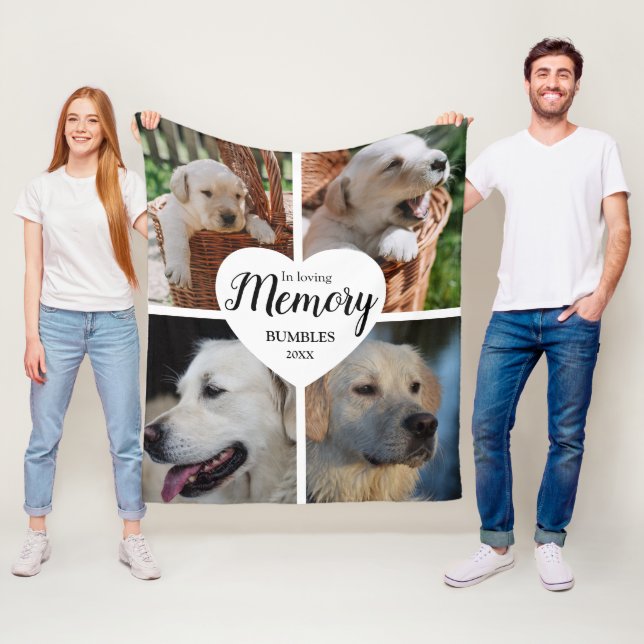 Contemporary Heart Pet Memorial Fleece Blanket (In Situ)