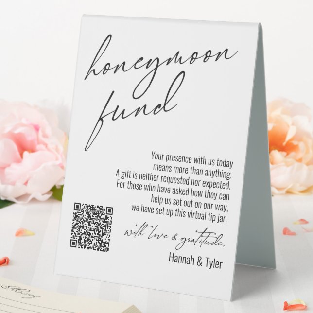 Contemporary Honeymoon Fund QR Code White (In SItu (Wedding))