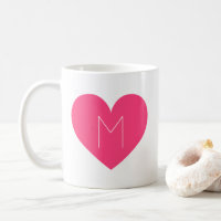 Contemporary Hot Pink Heart Monogram Mug