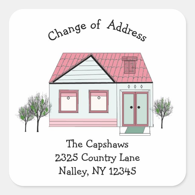 Contemporary House New Address Square Sticker (Front)