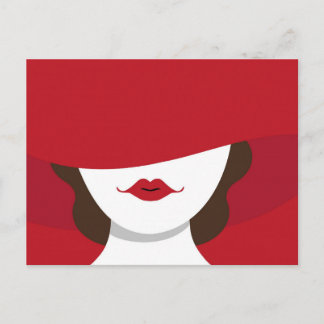 Contemporary Lady in Red Hat Postcard