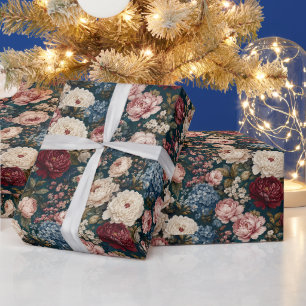 Contemporary Layered Floral Tapestry Wrapping Paper