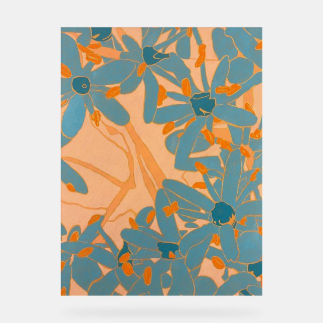 Contemporary Leaf Design in Peach  Acrylic Sign (Front)