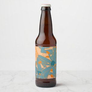 Contemporary Leaf Design in Peach Beer Bottle Label