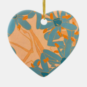 Contemporary Leaf Design in Peach Ceramic Tree Decoration