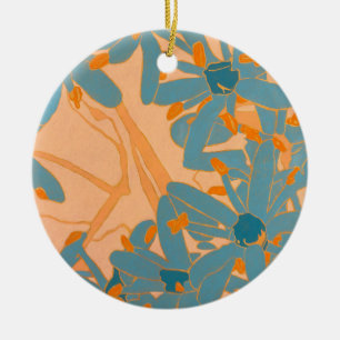 Contemporary Leaf Design in Peach Ceramic Tree Decoration