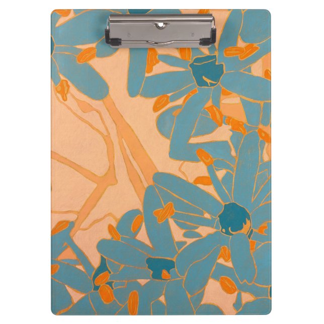 Contemporary Leaf Design in Peach Clipboard (Front)