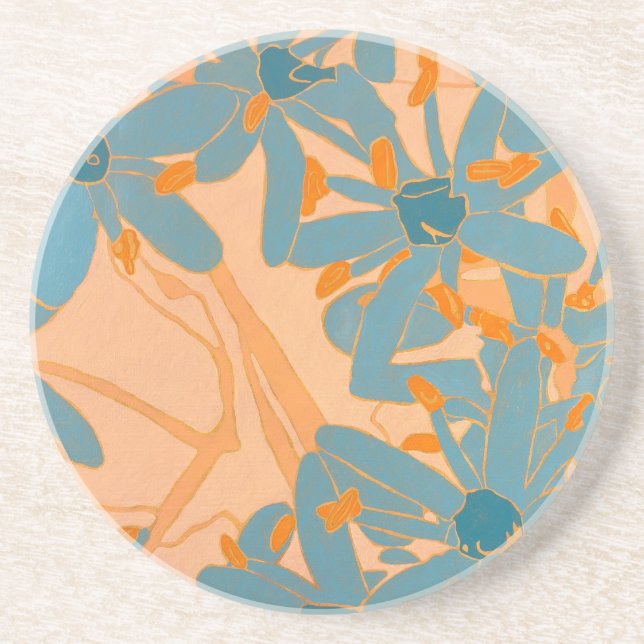 Contemporary Leaf Design in Peach Coaster (Front)