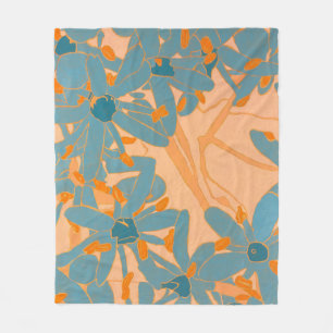 Contemporary Leaf Design in Peach Fleece Blanket
