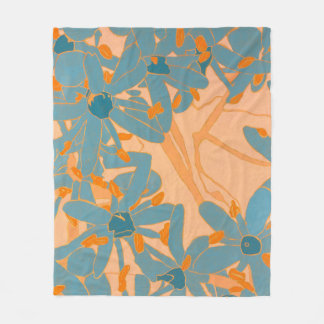 Contemporary Leaf Design in Peach Fleece Blanket