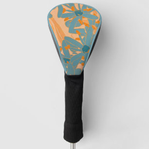 Contemporary Leaf Design in Peach Golf Head Cover