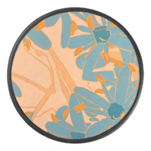 Contemporary Leaf Design in Peach Hockey Puck