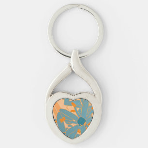 Contemporary Leaf Design in Peach Key Ring