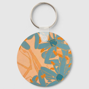 Contemporary Leaf Design in Peach Key Ring