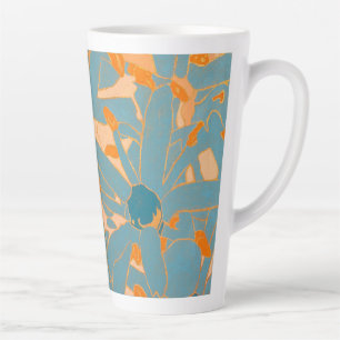 Contemporary Leaf Design in Peach Label Latte Mug