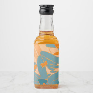 Contemporary Leaf Design in Peach Liquor Bottle Label