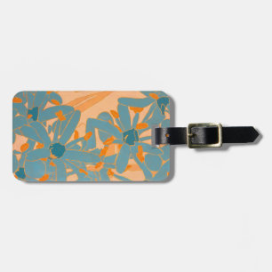 Contemporary Leaf Design in Peach Luggage Tag