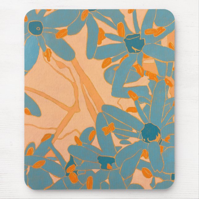 Contemporary Leaf Design in Peach Mouse Mat (Front)