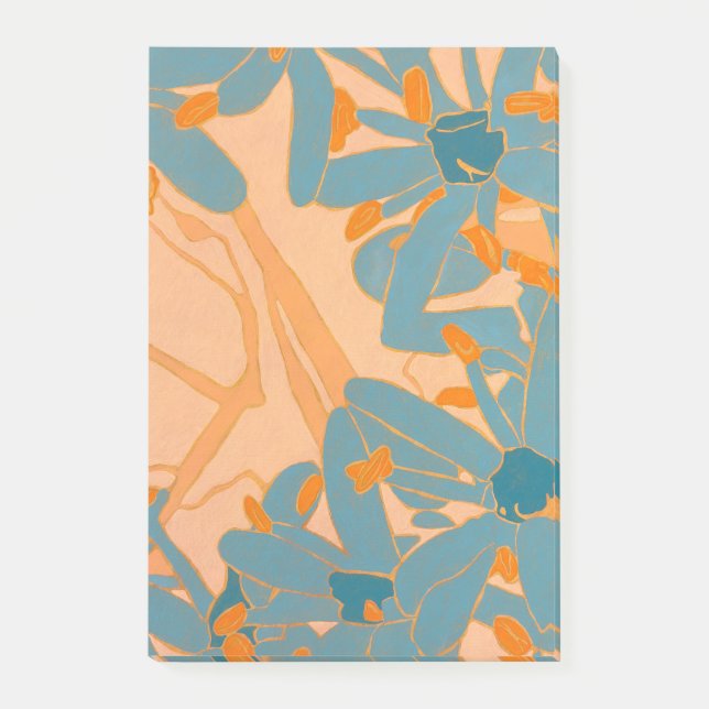 Contemporary Leaf Design in Peach Post-it Notes (Front)