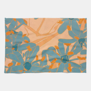 Contemporary Leaf Design in Peach  Tea Towel