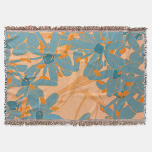 Contemporary Leaf Design in Peach Throw Blanket
