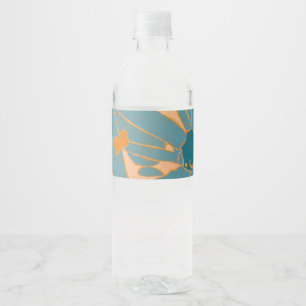 Contemporary Leaf Design in Peach Water Bottle Label