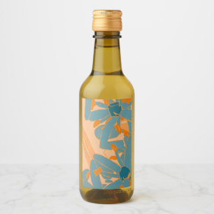 Contemporary Leaf Design in Peach Wine Label