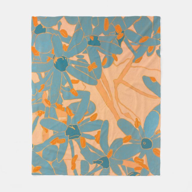 Contemporary Leaf Design Peach Fleece Blanket (Front)