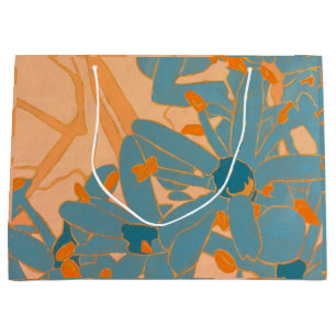 Contemporary Leaf Design Peach Large Gift Bag