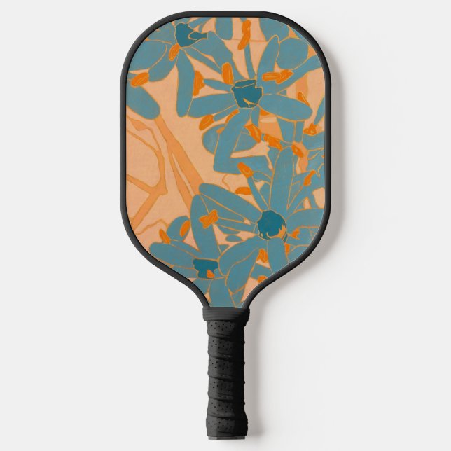 Contemporary Leaf Design Peach Pickleball Paddle (Front)