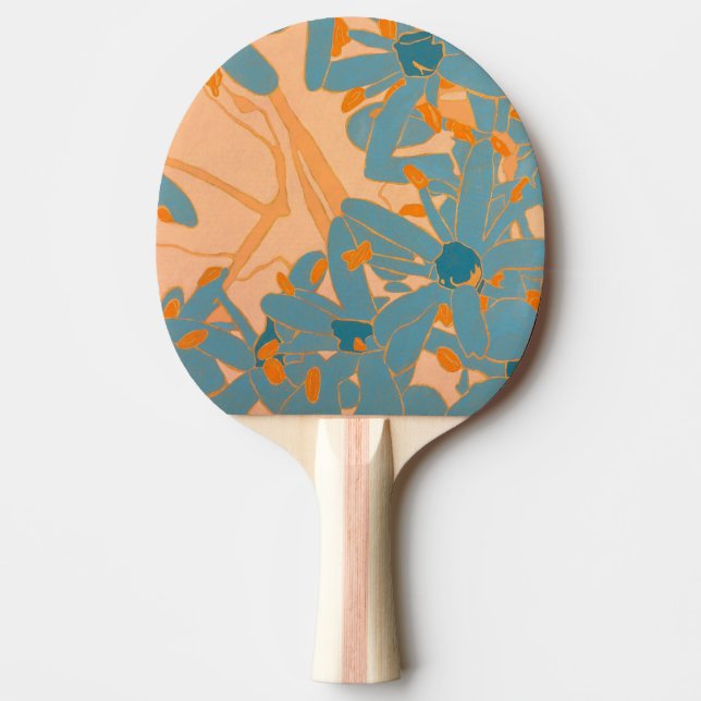 Contemporary Leaf Design Peach Ping Pong Paddle (Front)