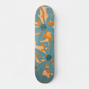 Contemporary Leaf Design Peach Skateboard