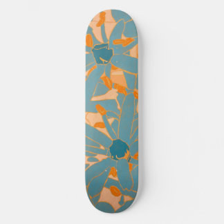 Contemporary Leaf Design Peach Skateboard