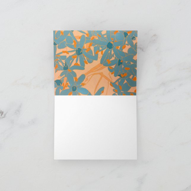 Contemporary Leaf Design Peach Thank You Card (Inside)
